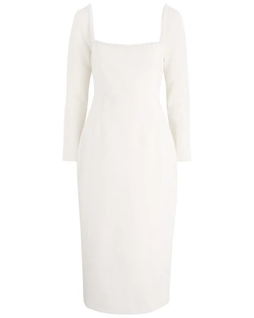 Bridal Pearl Trim Ultimate Midi Dress