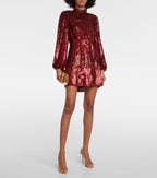 Rixo Red Sequinned Samantha Mini Dress