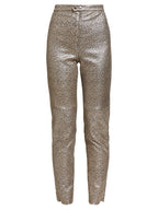 Isabel Marant Leopard Print Etienne Metallic Skinny Lambskin Leather Trousers