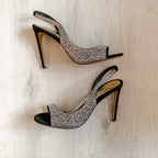 Alexandre Vauthier Black Crystal Studded Amber Sandal Slingback Open Toe High Heels - House Of Huntington