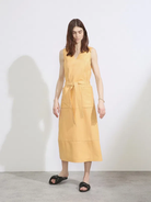 RAEY Tie-Waist Leather Tunic Yellow Dress - House Of Huntington
