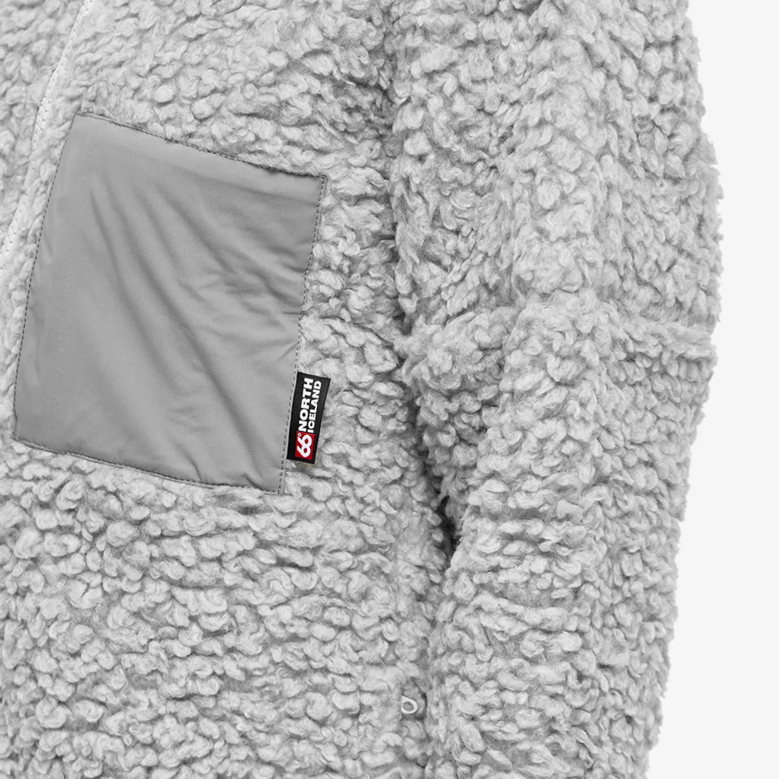 66° North Grey Varmahlid Shearling Teddy Fleece Cardi Coat