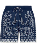 Alanui Blue Cotton Piquet Bandana Printed Knitted Shorts
