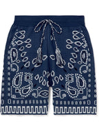 Alanui Blue Cotton Piquet Bandana Printed Knitted Shorts