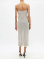 Raey Thin-Strap Silk Crepe De Chine Light Grey Slip Dress - House Of Huntington