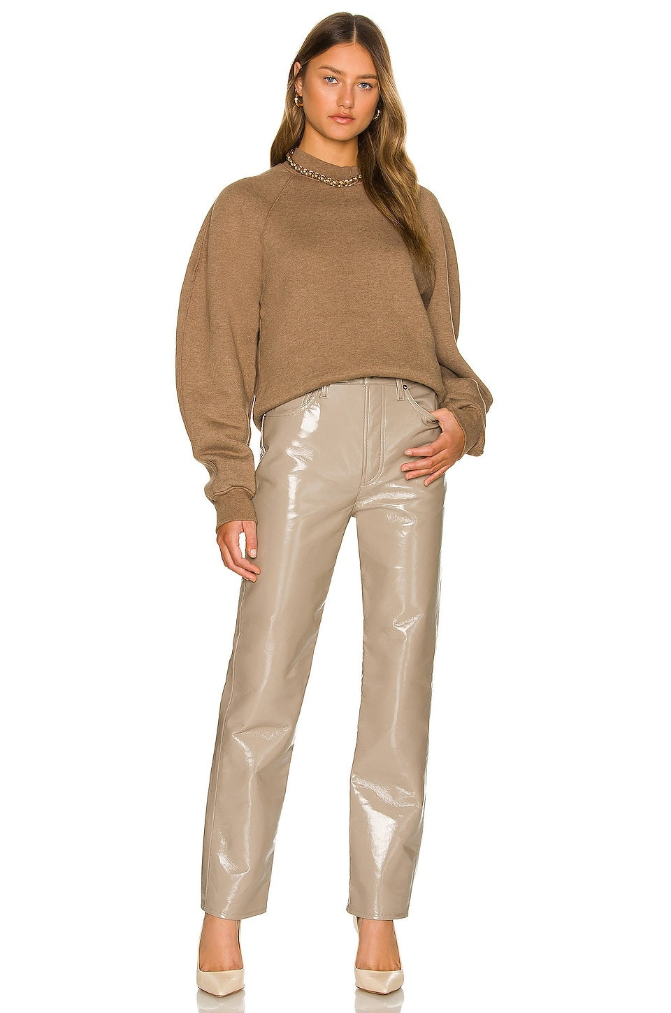 Agolde Recycled Leather 90er Jahre Pinch Waist Straight Leg Pants Hose