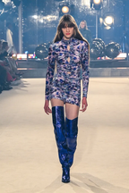 Isabel Marant Crushed Velvet Purple Floral Cut-Out Bodycon Gram Dress