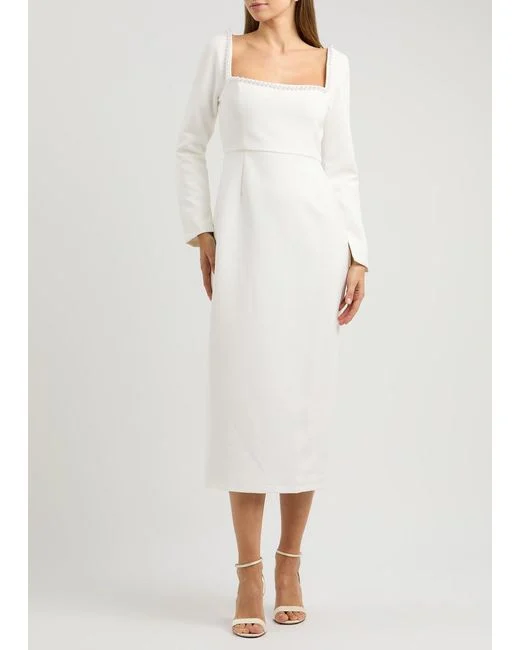 Odd Muse Bridal White Pearl Trim The Ultimate Muse Midi Dress