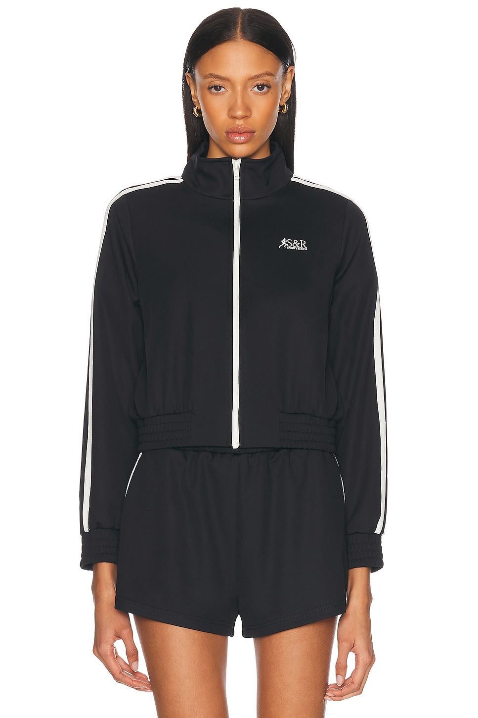 Sporty & Rich Elio Black Track Zip Jacket