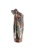 Halpern Sequinned One Shoulder Multicoloiur Party Dress