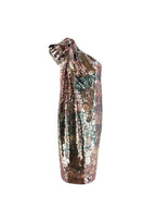 Halpern Sequinned One Shoulder Rainbow Party Dress