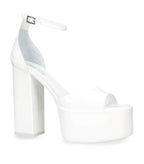 PARIS TEXAS White Tatiana Patent Leather Platform 130mm High Heels - House Of Huntington