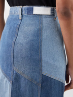 Re/Done Patchwork Denim Midi Skirt