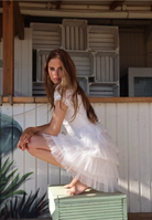Amy Jane London White Sofia Lace Coquette Corset Style Ballerina Tulle Hem Mini Dress - House Of Huntington