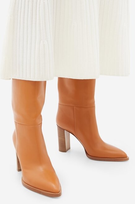 Gianvito Rossi Kerolyn 85 Tan Brown Knee Leather High Heel Boots