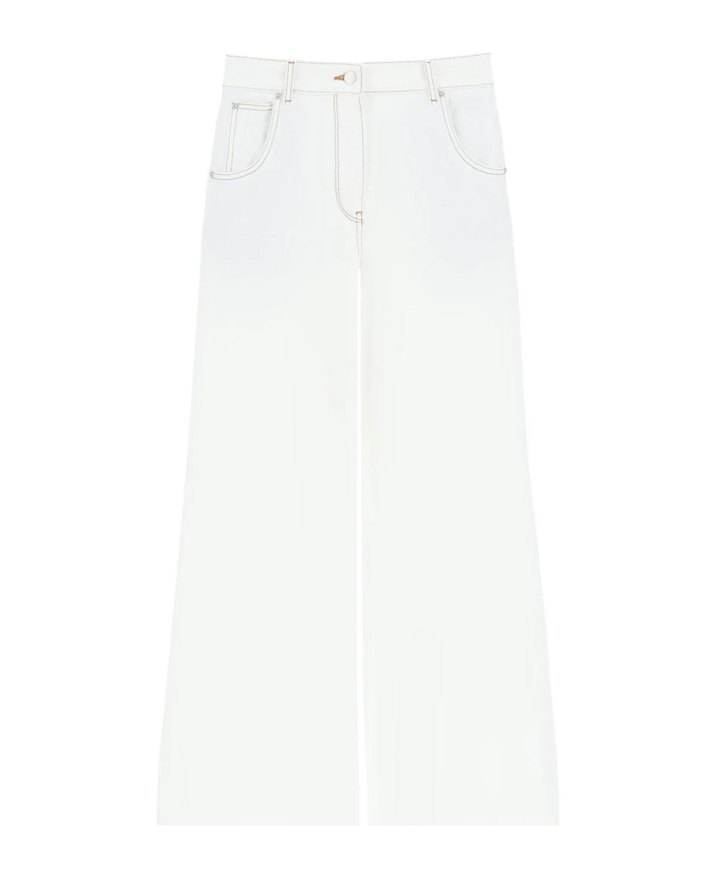 Etro White Denim  Paisley Embroidered Palazzo Wide Leg  Jeans