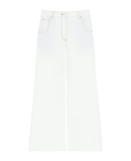 Etro White Denim  Paisley Embroidered Palazzo Wide Leg  Jeans