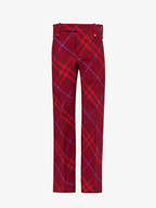 Pantalon droit taille mi-haute en laine rouge à carreaux Burberry