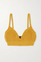 Alanui Pucon Ribbed Wool-Blend Golden Yellow Bralette Top