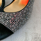 Alexandre Vauthier Black Crystal Studded Amber Sandal Slingback Open Toe High Heels - House Of Huntington