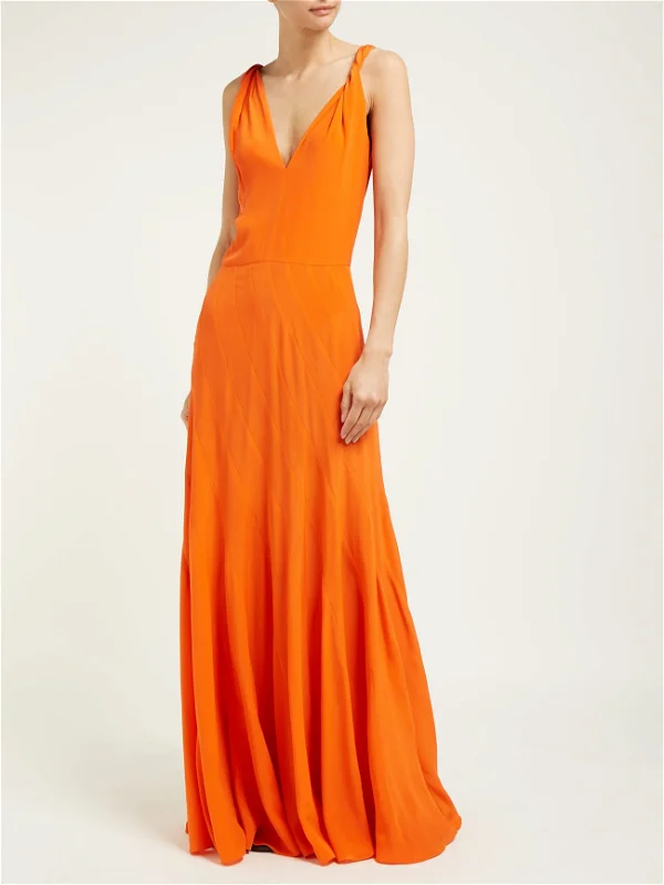 RAEY Multi Seam Twist Strap Silk Orange Dress - House Of Huntington