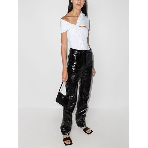 MAXIMILIAN DAVIS Disco White Asymmetric Draped Stretch-jersey Bodysuit Top - House Of Huntington