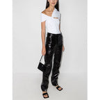 MAXIMILIAN DAVIS Disco White Asymmetric Draped Stretch-jersey Bodysuit Top - House Of Huntington