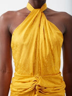 JOHANNA ORTIZ Vastness Of The Sea Marigold Halterneck Dress - House Of Huntington