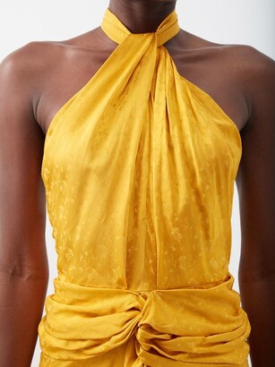 JOHANNA ORTIZ Vastness Of The Sea Marigold Halterneck Dress - House Of Huntington