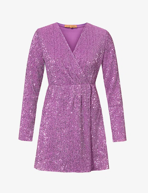 Stine Goya Noelia Sequin Embellished Orchid Purple Mini Dress