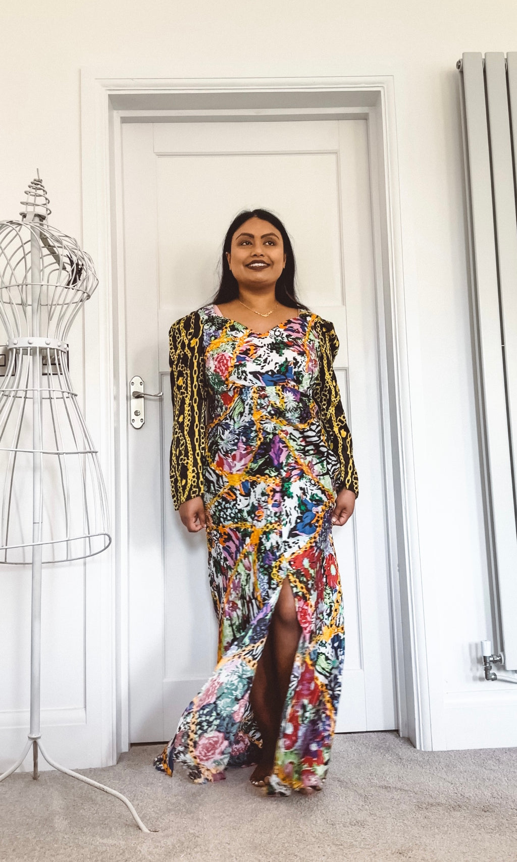 Rixo London Madonna Silk Floral Chain Mixed Satin Wrap Dress - House Of Huntington