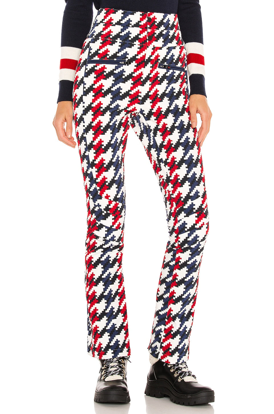 Perfect Moment Ski Aurora Red White Blue Houndstooth Flare Pant Trousers