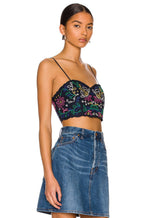 Chloe Floral Embroidered Eyelet Spaghetti Strap Crop Top