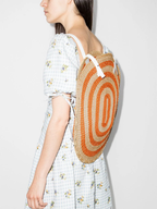 INES BRESSAND STUDIO Neutral Striped Oval Straw Backpack - House Of Huntington