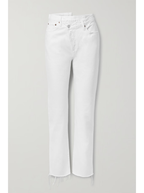 Agolde White Criss Cross Front Straight Leg Jeans
