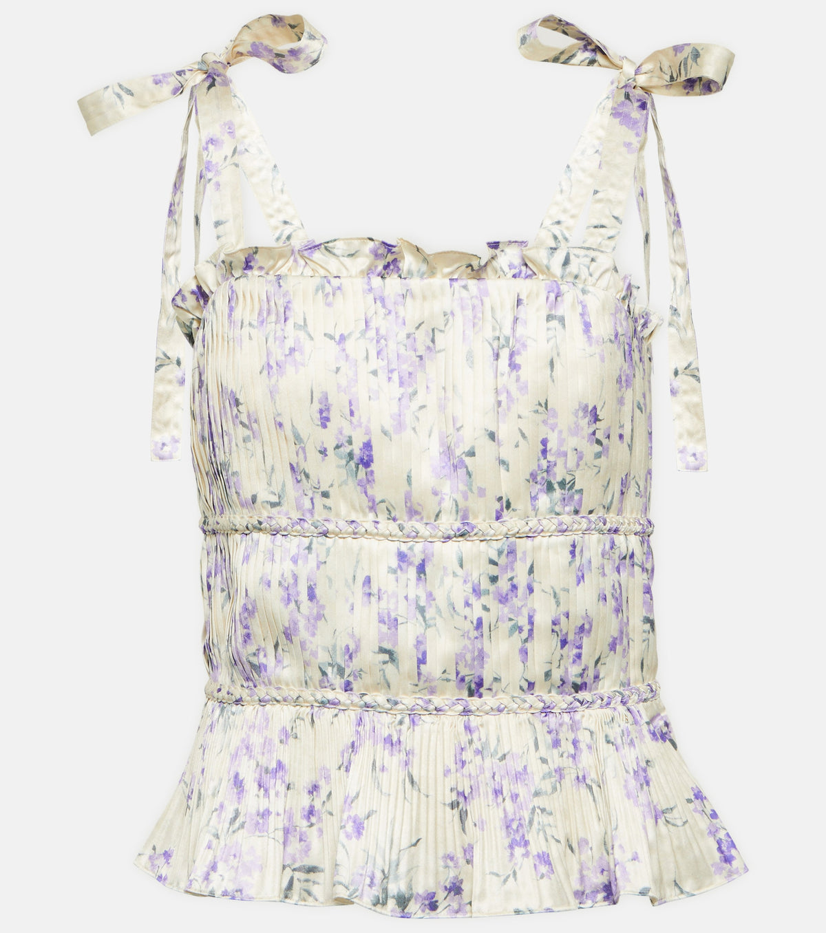 Floral Tie Up Strap Tiered Top