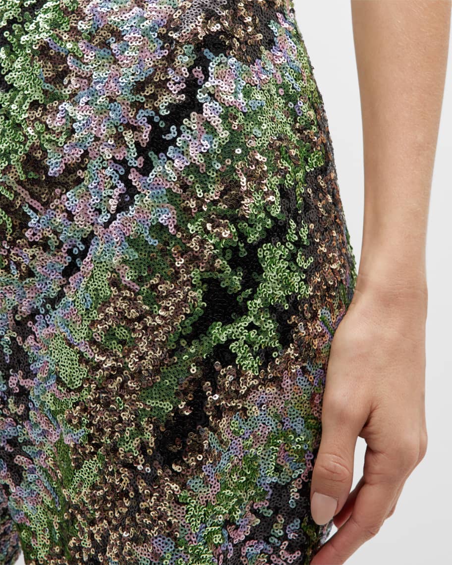 Halpern Sequin Emerald Green Cut-Out Bra Backless Party Mod 70s Jumpsuit