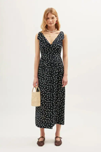 Rixo London Black Siena Emma Polka Spotted Petite Dress