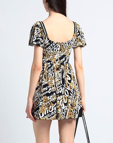 Versace Jeans Couture Allover Brand Logo Print Baroque Mini Playsuit