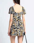 Versace Jeans Couture Allover Brand Logo Print Baroque Mini Playsuit