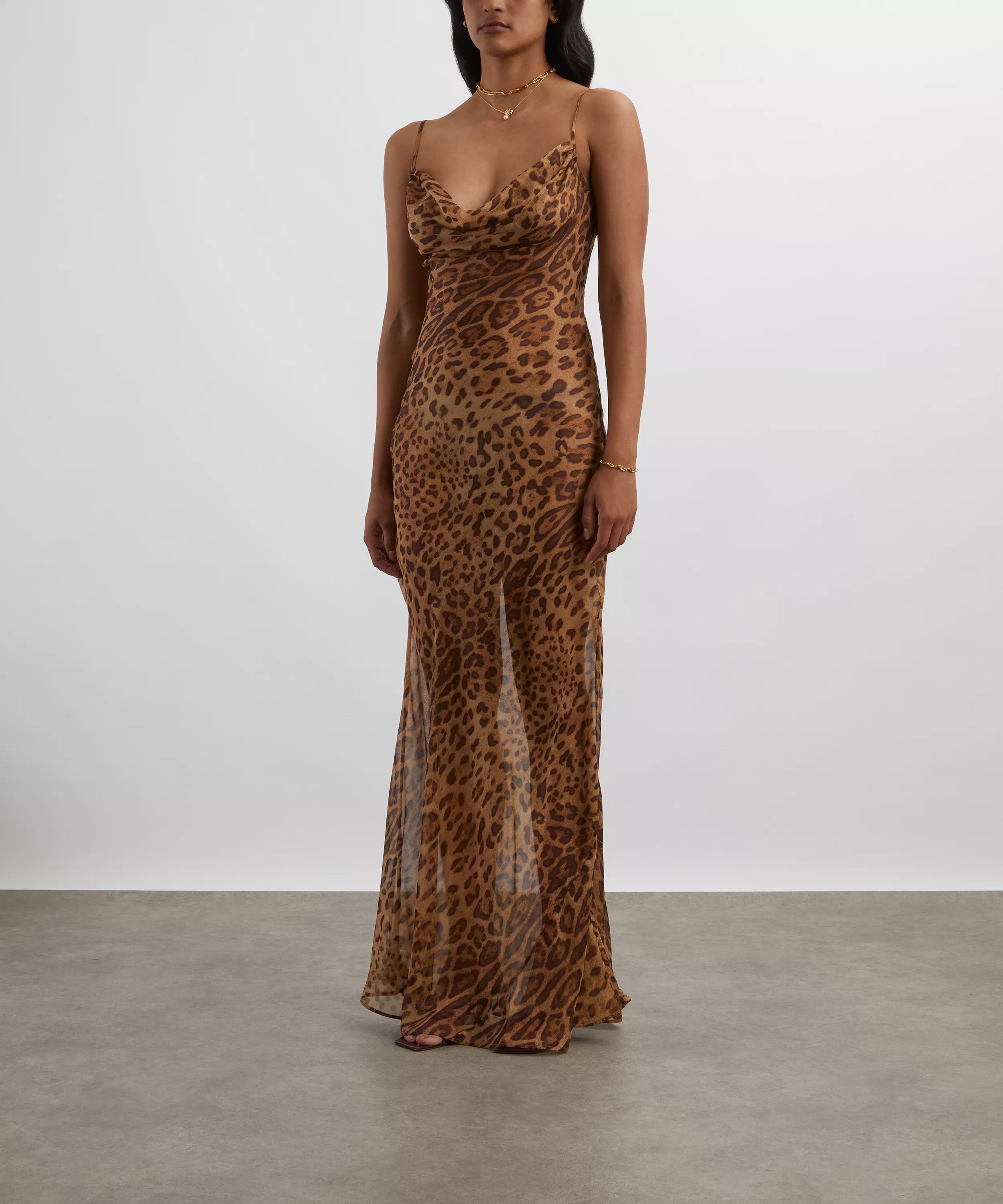 Rat and Boa Valentina Silk Leopard Print Maxi Dress