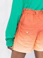 Isabel Marant Etoile Kaynetd Tie Dye Orange Linen Blend Shorts