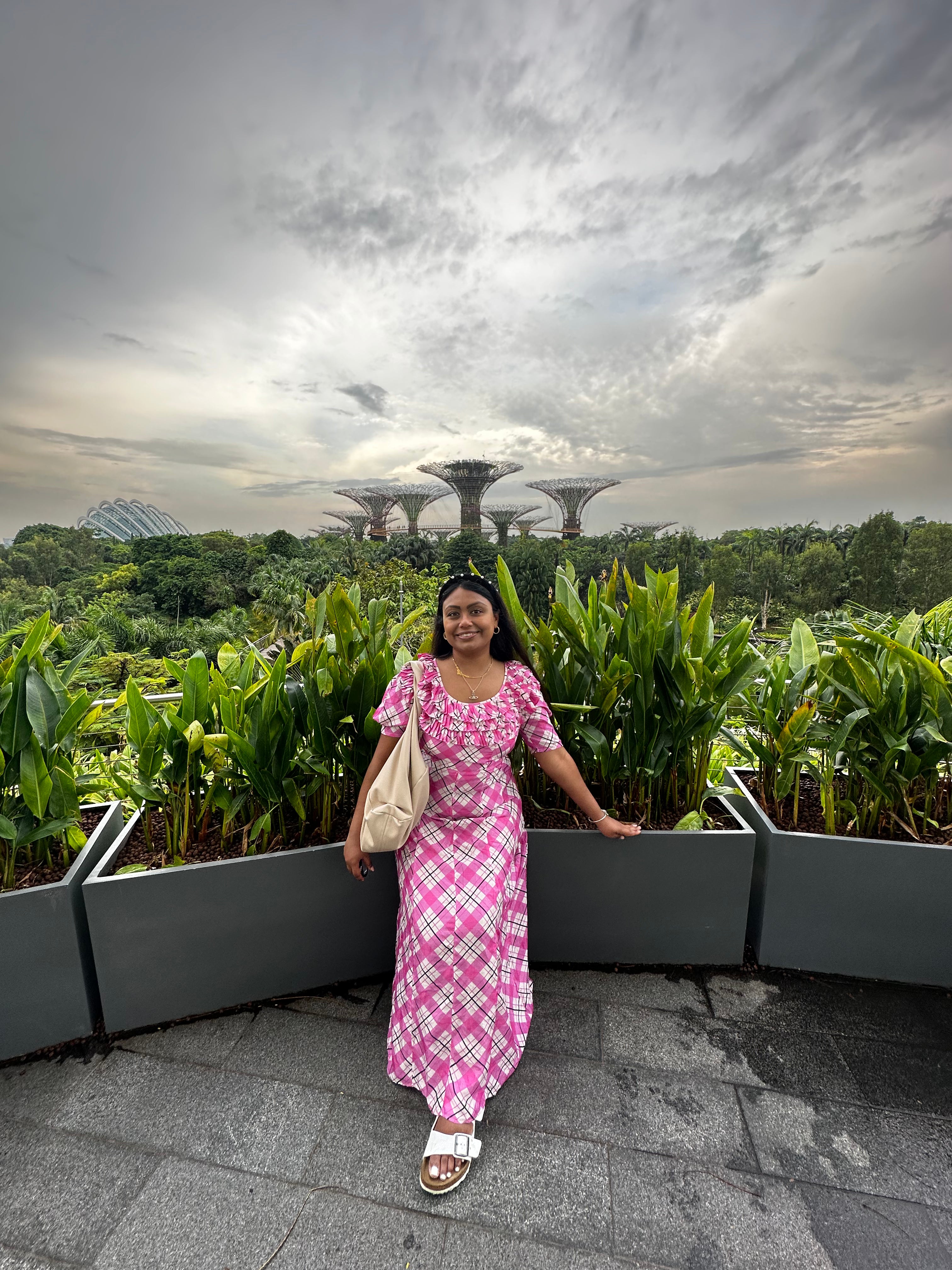 RIXO London Mariana Pink Check Print Ruffle Neck Silk Midi Dress - House Of Huntington