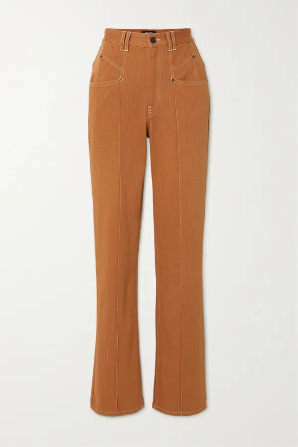 Isabel Marant Lirokae Tan Straight Leg Pants Trousers