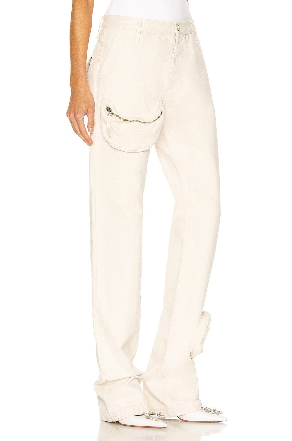 The Attico Cream Pocket Detail Cargo Style Trousers