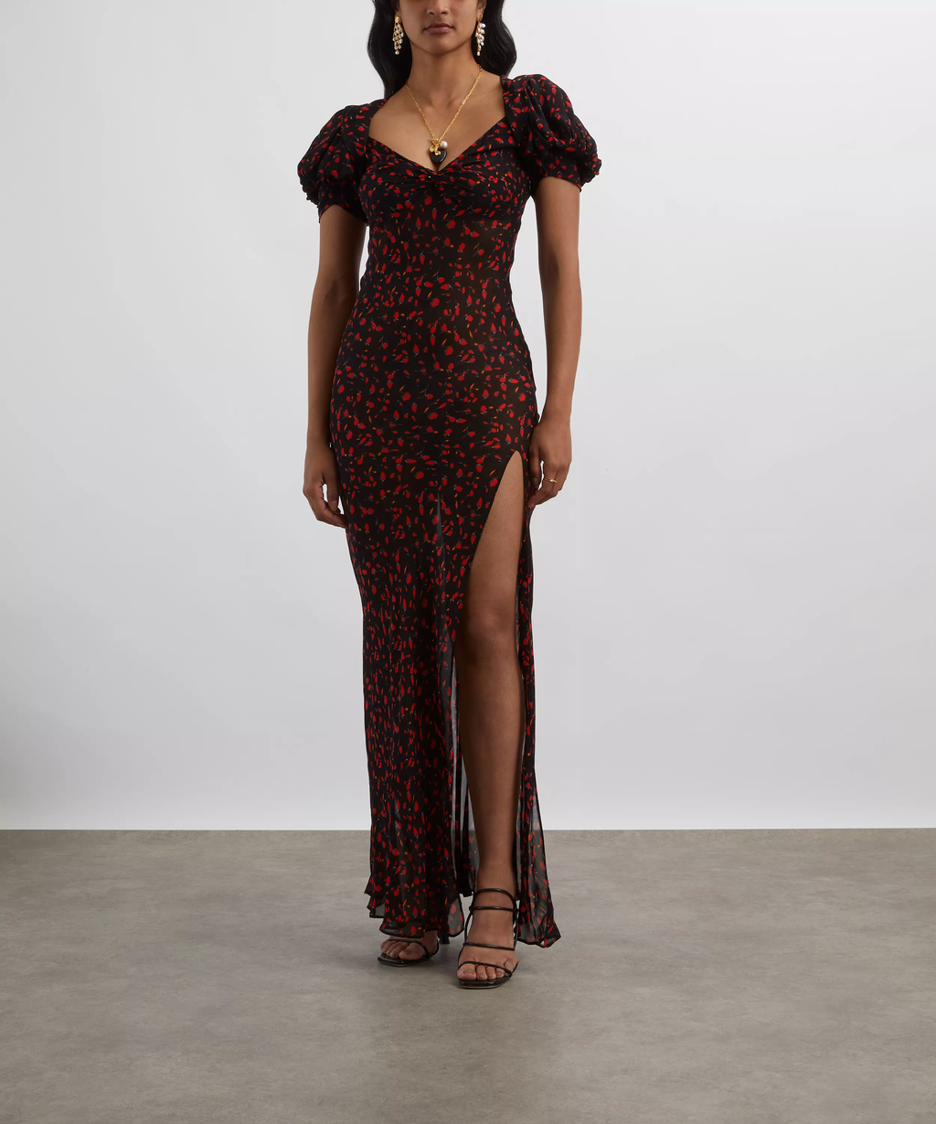 Rat and Boa Magnolia Red Floral Boho Maxi Dress