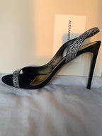 Alexandre Vauthier Black Crystal Studded Amber Sandal Slingback Open Toe High Heels - House Of Huntington