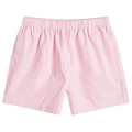 Sporty & Rich x Hotel Eden Roc Pink Striped Cotton Poplin Embroidered Boxer Style Shorts