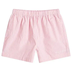 Sporty & Rich x Hotel Eden Roc Pink Striped Cotton Poplin Embroidered Boxer Style Shorts