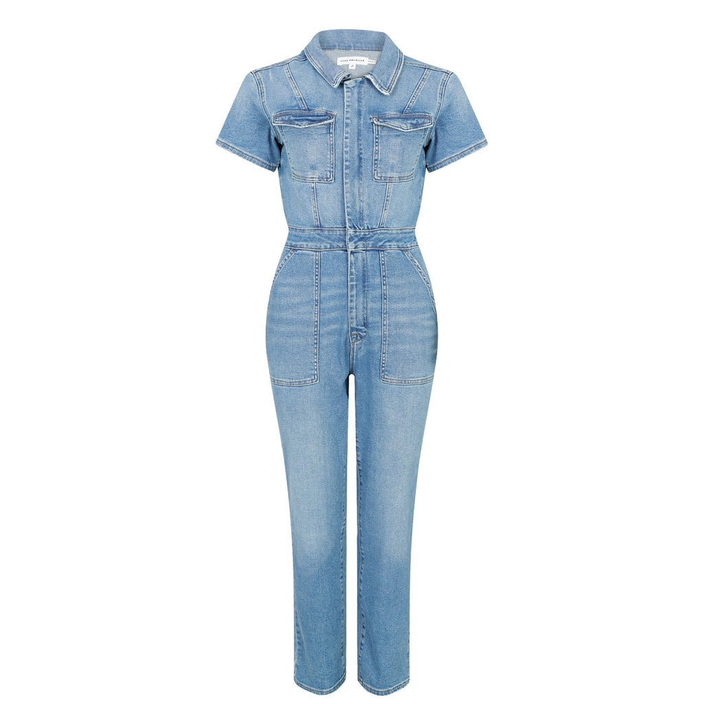 Good American Denim Blue Fit For Success Jumpsuit